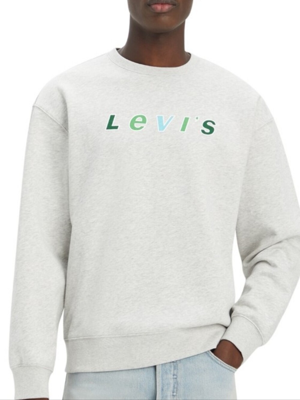 Levi's Men's Relaxed-Fit Fleece Logo Sweatshirt, Created for Macy's - Light Grey
